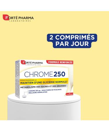 Fort Pharma - Chrome 250 - Compl ment alimentaire Minceur maintien d'une glyc mie normale - Picolinate de chrome Fringales Anti grignotage Contr le de l'app tit - 30 comprim s 2/jour Blanc 9 unit (Lot de 1) - Buy Online on GoSupps.com