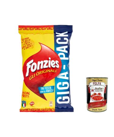 Italian Gourmet E.R. Fonzies The Originals Corn Croccantini with Cheese Baked Pancakes Chips 280g + Itlaian Gourmet Pulp 400g