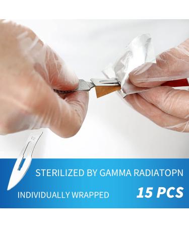 15-Pack Stainless Steel Scalpel Handle with Sterile 23 High Carbon Steel Blades for Dermaplaning, Podiatry, Crafts & More - Buy Online on GoSupps.com
