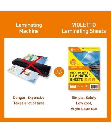 VIOLETTO (20 Sheets) Self Adhesive Laminating Sheets  Self-Seal  No Machine Needed  self Sealing  8.5 x 11 Inch - Buy Online on GoSupps.com