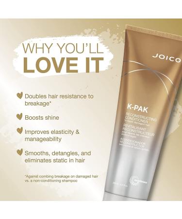 Joico K-PAK Daily Reconstructing Shampoo & Conditioner Set - Repair & Prevent Breakage - Double Hair Strength - Boost Shine - With Keratin & Guajava Fruit Extract - For Damaged Hair (New Look) - Buy Online on GoSupps.com
