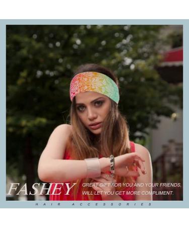 Boho Elastic Headbands for Women & Girls - Pack of 3 (Type 3) | Fashey Wide Head Wraps - Buy Online on GoSupps.com