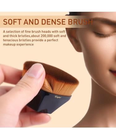 Black Diamond-shaped Kabuki Foundation Makeup Brush with Storage Case - Ideal for Blending Liquid, Cream, or Powder Cosmetics - Buy Online on GoSupps.com