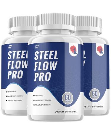 Steel Flow Pro Supplement for Men SteelFlowPro Advanced Energy Pills SteelFlow Pro Supplements Still Flow Pro for Men Health Supplement Reviews (3 Pack - 180 Capsules)