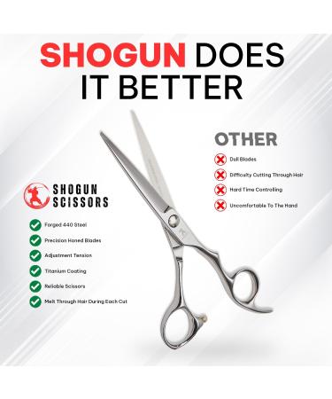 Shogun Ergo Premium Japanese 440C Steel Hair Scissors - Professional Barber Salon Shears for Hairdressers Barbers and Salon Use 5.0" - Buy Online on GoSupps.com