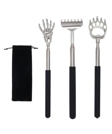 Hualiang 3 pieces of back scratches pull -out scratches scratch -hand back scratches telescopic portable back scrape scratch for back and head scratch with storage bag relief from itching
