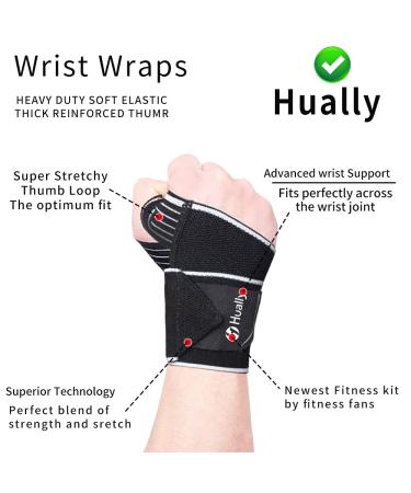 Hually Adjustable Wrist Support Brace for Men and Women - One Size Fits All | Breathable & Comfortable Wrist Wraps for Bench Press, Weightlifting, Gym Sports - Buy Online on GoSupps.com