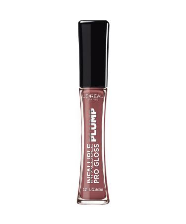 L'Or al Paris Cosmetics Infallible Pro Gloss Plump Lip Gloss with Hyaluronic Acid  Long Lasting Plumping Shine  Lips Look Instantly Fuller and More Plump  Radiant Mauve  0.21 fl. oz. 1 Count 0.21 Fl Oz (Pack of 1) 604 Ra...