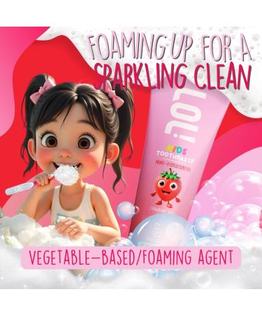 LOL Kids Toothpaste | Fluoride Free 2-Flavors Pack | Nano Hydroxyapatite Toothpaste Probiotics Vitamins A C E | Safe if Swallowed No SLS | 1 Strawberry 1 Cinnamon - Buy Online on GoSupps.com