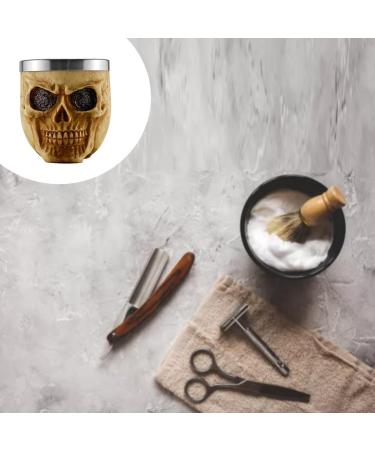 Stainless Steel Shaving Bowl Foaming Soap Bowl Facial Hair Beard Brush Mug Skull for Halloween Costumes - Buy Online on GoSupps.com
