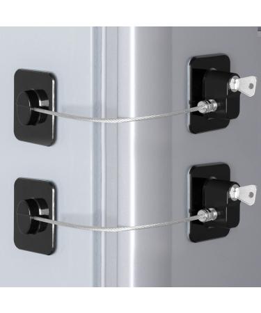 2 Pcs Fridge Lock, Refrigerator Lock for Children, Freezer Lock, Child Safety Cabinet Lock with Adhesive,Used in Refrigerator Door, Cabinets, Drawers, Toilet Seat