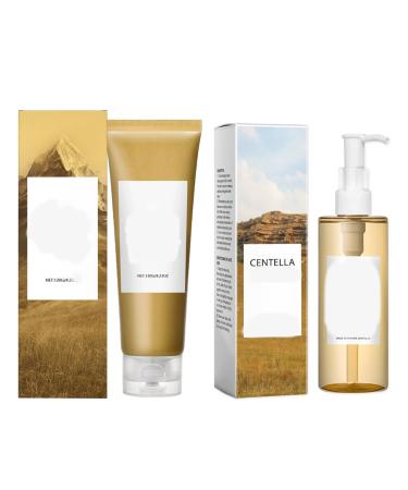 Centella Cleansing Oil + Centella Nettoyant Visage Madagascar Centella Mousse Centella Asiatica Extract Pore Control Cleansing Oil Pore Deep Cleansing Convient aux peaux sensibles(2PCS)