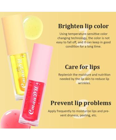Fruity Color Changing Lip Gloss Set - Pink Magic Mood Lip Oil Tinted High-Shine Clear Lip Stain Balm - Longlasting & Hydrating - 6 Pcs - Buy Online on GoSupps.com