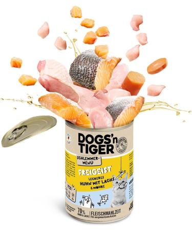 Dogs'n Tiger Freigeist Wet Cat Food with Chicken Salmon and Carrots Grain Free Added Sugar Artificial Colours Flavours and Preservatives Optimal Tolerance 6 Cans - Buy Online on GoSupps.com