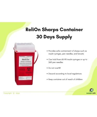 Sharps Disposal Container for Home Use 1.3 Quarts Bundle with ReliOn Ultra-Thin Blood Lancets 30 Gauge for Sensitive Fingers 100ct and eBook eBook 7 Steps to Thrive with Diabetes by Samba Life - Buy Online on GoSupps.com