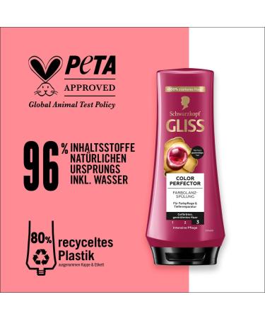 Gliss Kur Gliss Colour Perfector (4 x 200 ml) apr s-shampoing avec complexe hyaluronique et extrait de canneberge pour cheveux m ch s et color s offre une protection de la couleur et une brillance 200 ml (Lot de 4) - Buy Online on GoSupps.com