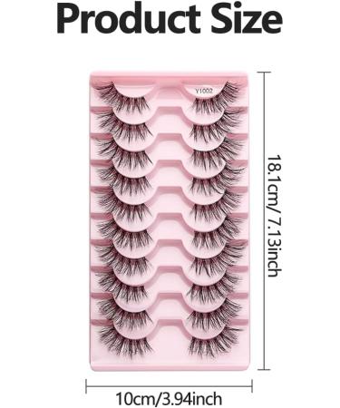 10 Pair False Eyelashes Reusable Thin Half False Eyelashes with Transparent Box Easy to Apply and Remove Fiber Natural False Eyelashes for Time-Saving Gift for Mom Grandma Wife Daughter(size:B) - Buy Online on GoSupps.com