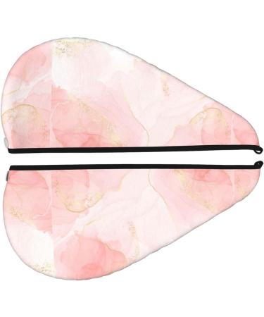 Hair Towel Wrap | Quick-Drying Pink Marble Towel Turban with Button for Effortless Hair Care - Buy Online on GoSupps.com