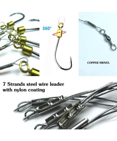 Fishing Hook with Leader 5 Hooks Fishing Rig - 7 Strands Nylon Coated Leader | Swivel Snap Hooks | 18# 1 Hook Rig - Buy Online on GoSupps.com