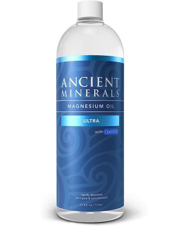Ancient Minerals Magnesium Oil Spray ULTRA with MSM - a Pure Zechstein Topical Magnesium Chloride Supplement with The Added Benefits of OptiMSM - Refill Size 33.8oz (1L)
