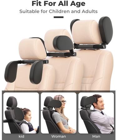 Oasser Car Seat Headrest Pillow - Detachable, Adjustable Double-Sided Support for Adults and Kids - Easy Installation - Front & Rear Seat - Black (Medium) - Buy Online on GoSupps.com