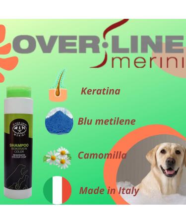 Over Line s.r.l. Over Line Merini| Shampoo for dogs with keratin chamomile and methylene blue ideal for regenerating and reviving all types of leather. 250 ml. - Buy Online on GoSupps.com