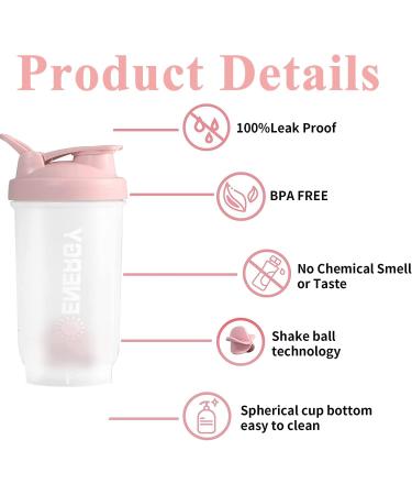 Pubiao 500ml Protein Shaker Cup | Portable Sports Drink Mixer with Ball | Fitness & Gym Essential in Pink - Buy Online on GoSupps.com
