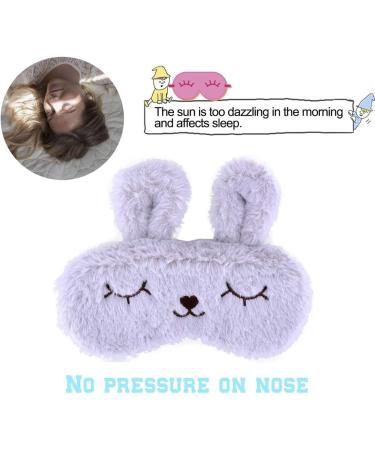 ULIFEMALL Cute Rabbit Sleeping Mask - Soft Fluffy Plush Bunny Blindfold for Kids Girls Boys, Women - Novelty Eye Mask for Night Nap, Travel, Meditation - Grey - Buy Online on GoSupps.com