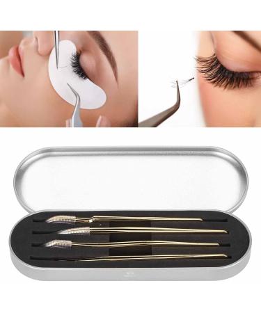 Professional Eyelash Extension Tweezers Set - 4 Salon Quality Styles | Gold Metal Precision Tools for Perfect Lash Application - Buy Online on GoSupps.com