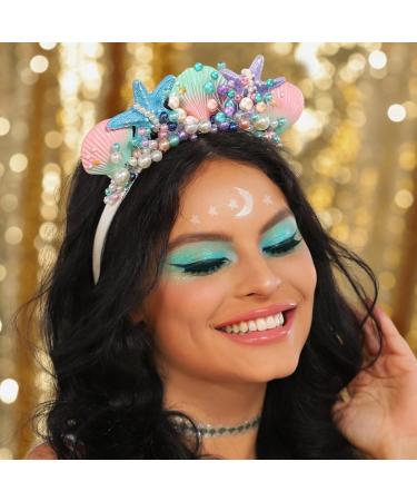 Zoestar Starfish Crown Headband Pearl Bridal Headpiece Seashell Hair Hoop Beach Wedding Hair Accessories for Women - Buy Online on GoSupps.com