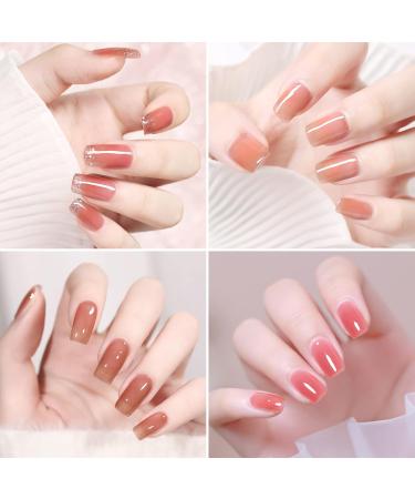 Croitout Jelly Gel Nail Polish Set Crystal Translucent Shellac Nail Gel Polish Colours Set Sock Off UV LED Gel Nail Polishes Set for Home DIY Nail Salon Best Gift for Women 6 x 7.3ml 6CS-003 7.3 ml (Pack of 6) - Buy Online on GoSupps.com