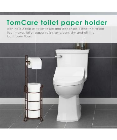 TomCare Metal Wire Toilet Paper Holder Stand - Free-Standing Storage Shelf for Bathroom - Holds 3 Spare Rolls - Bronze Finish - Buy Online on GoSupps.com
