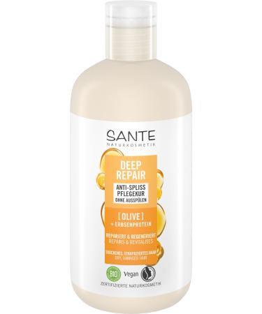 SANTE Naturkosmetik Deep Repair - Anti-split ends treatment - Olive + Pea protein - Vegan leave-in treatment - Repairs damaged hair - For supple and strengthened hair - 200 ml