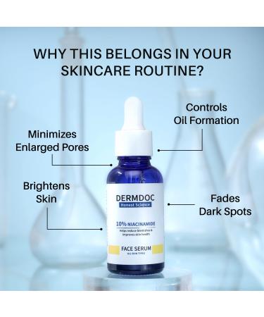DermDoc 10% Niacinamide Face Serum 30ml | All Skin Types | Improves Skin Texture | Hydrates and Moisturizes - Buy Online on GoSupps.com