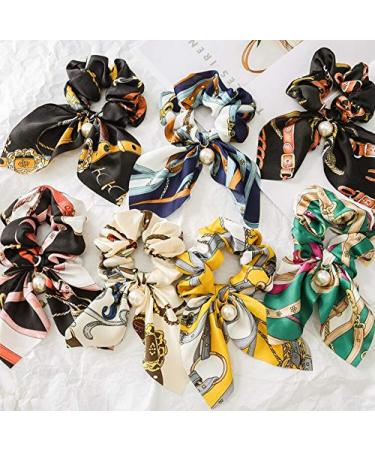 Ericotry 6-Piece Chiffon Hair Bands with Pearls Floral Ponytail Accessories for Women & Girls | International Shipping - Buy Online on GoSupps.com