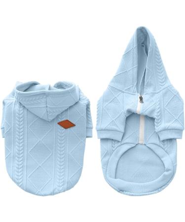 Meioro Light Blue Dog Hoodie - Warm Sweater for Small & Medium Dogs | Stylish Winter Jacket for French Bulldogs - Buy Online on GoSupps.com