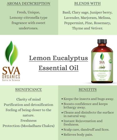 SVA Lemon Eucalyptus Essential Oil 4 Oz - 100% Pure Natural Therapeutic Grade for Radiant Skin, Healthy Hair, Soaps, Candles - Aromatherapy & Diffuser - Buy Online on GoSupps.com