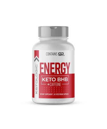 Ketologic Energy Capsules BHB with Caffeine 60 Capsules - Gluten Free Supplement Energy Complex 30 Servings