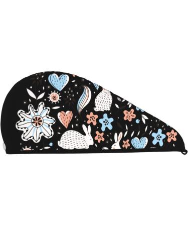 Floral Rabbit Microfiber Hair Towel - Soft Super Absorbent Quick Dry Wrap for Long Curly Hair | Coral Velvet for Women - Buy Online on GoSupps.com