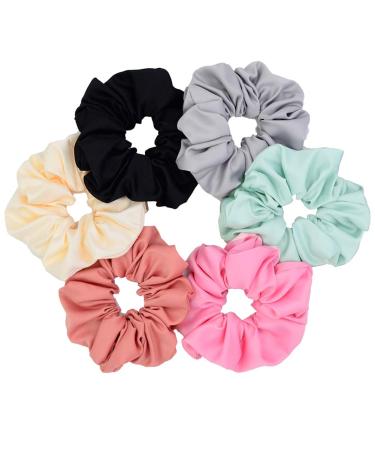 Simnice Oversized Blush Satin Hair Scrunchies - Set of 6 XL Soft Elastic Hair Ties for Girls and Women - Buy Online on GoSupps.com