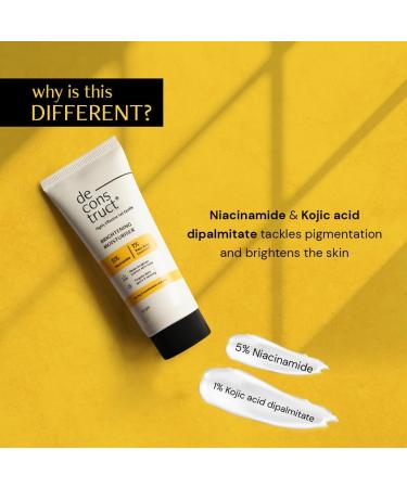 De-con.struct Niacinamide Brightening Face Moisturizer| 5% Niacinamide + 1% Kojic Acid + 5% Vitamin C | For Dark Spots And Uneven Skin Tone | Brightens & Hydrates | 50 Gm - Buy Online on GoSupps.com