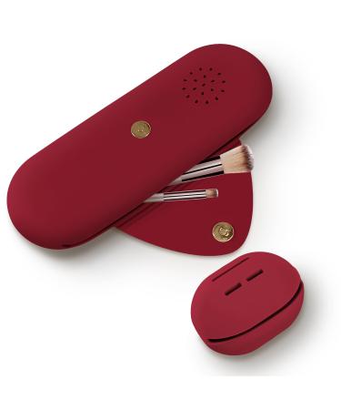 Qetlavee make -up bag silicone 1stk make -up brush container 1stk sponge holder travel holder essentials magnetic snap design portable cosmetics bag easy to clean for travel (red)