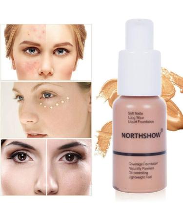 NORTHSHOW Soft Face Concealer Matte Control Face Foundation Liquid Durable 6 Colors (03# Warm Peach) - Buy Online on GoSupps.com