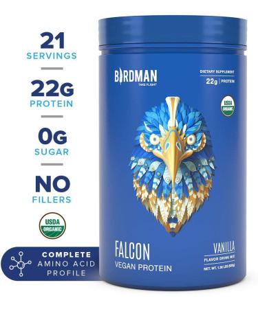 Birdman Falcon Protein | Vegan Non Whey Protein for Sports | Keto Friendly, Kosher, Gluten Free | Plant Based Vanilla Flavor - 21 Servings - 1.38 lb - Buy Online on GoSupps.com