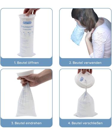 Flexeo Spitting Bags (25 Pack) - 1500ml Capacity | Durable Brecht Bags for Kids & Adults | Ideal for Nausea & Vomiting | Travel Essential - Buy Online on GoSupps.com