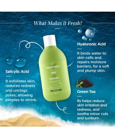 Clear+ Silky Body Lotion for Oily Skin | Green Tea & Salicylic Acid | 24-Hour Moisturization | Relieves Body Acne & Itching | 10.14 Fl Oz - Shop Internationally - Buy Online on GoSupps.com