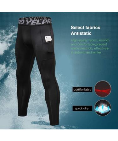 Yuerlian Men's Compression Pants with Pockets - 3 Pack Athletic Leggings for Running & Cycling - Buy Online on GoSupps.com
