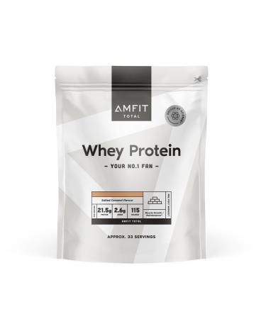 Amazon Brand - Amfit Nutrition Whey Protein Powder Salted Caramel New Flavour 33 Servings 1 kg (Pack of 1)