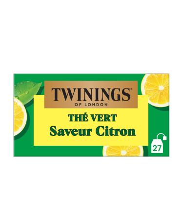 Twinings - Th Vert saveur Citron - 27 Sachets - D guster Chaud ou Froid