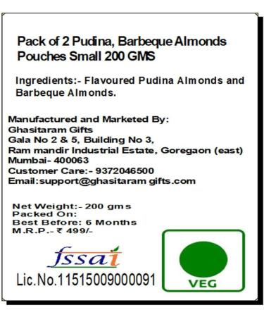 Jaiccha Ghasitaram Rakhi Gifts for Brothers Rakhi Dryfruits - Pack of 2 Pudina Barbeque Almonds Pouches Small 200 GMS with 2 Rudraksh rakhis - Buy Online on GoSupps.com